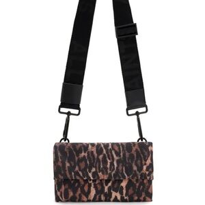 All Saints Animal Print Crossbody Bag with Black Strap